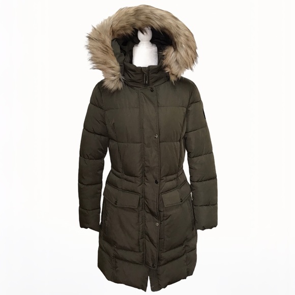 DKNY Faux-Fur Trim Hooded Women’s Parka/Coat - S - Picture 4 of 17